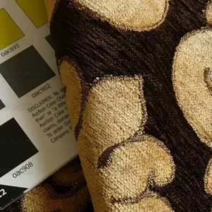 P1310306.jpg By Yard Grand Medallion Renaissance Damask Chenille Black Espresso/ Copper Gold Heavy Majestic