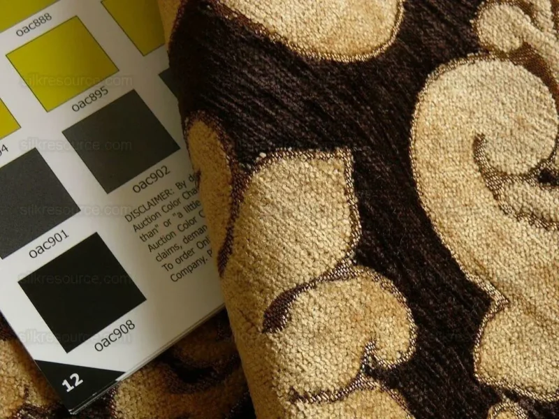 P1310306.jpg By Yard Grand Medallion Renaissance Damask Chenille Black Espresso/ Copper Gold Heavy Majestic