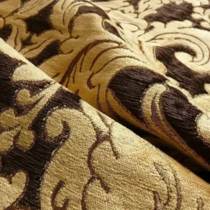 P1310307.jpg By Yard Grand Medallion Renaissance Damask Chenille Black Espresso/ Copper Gold Heavy Majestic