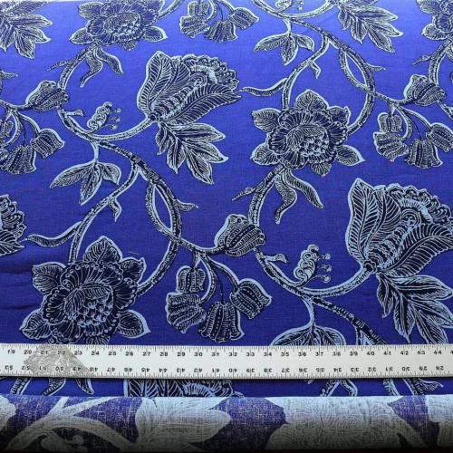 BTY CLARENCE HOUSE ORLANDO INDIGO BLUE PURPLE LINEN FLORAL PRINT BTY CLARENCE HOUSE ORLANDO INDIGO BLUE PURPLE LINEN FLORAL PRINT