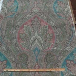 P1620298.jpg By Vertical Repeat 1.41yards Clarence House Warp Print Silk Teal Blue Green #1615b MSRP USD 677/yard