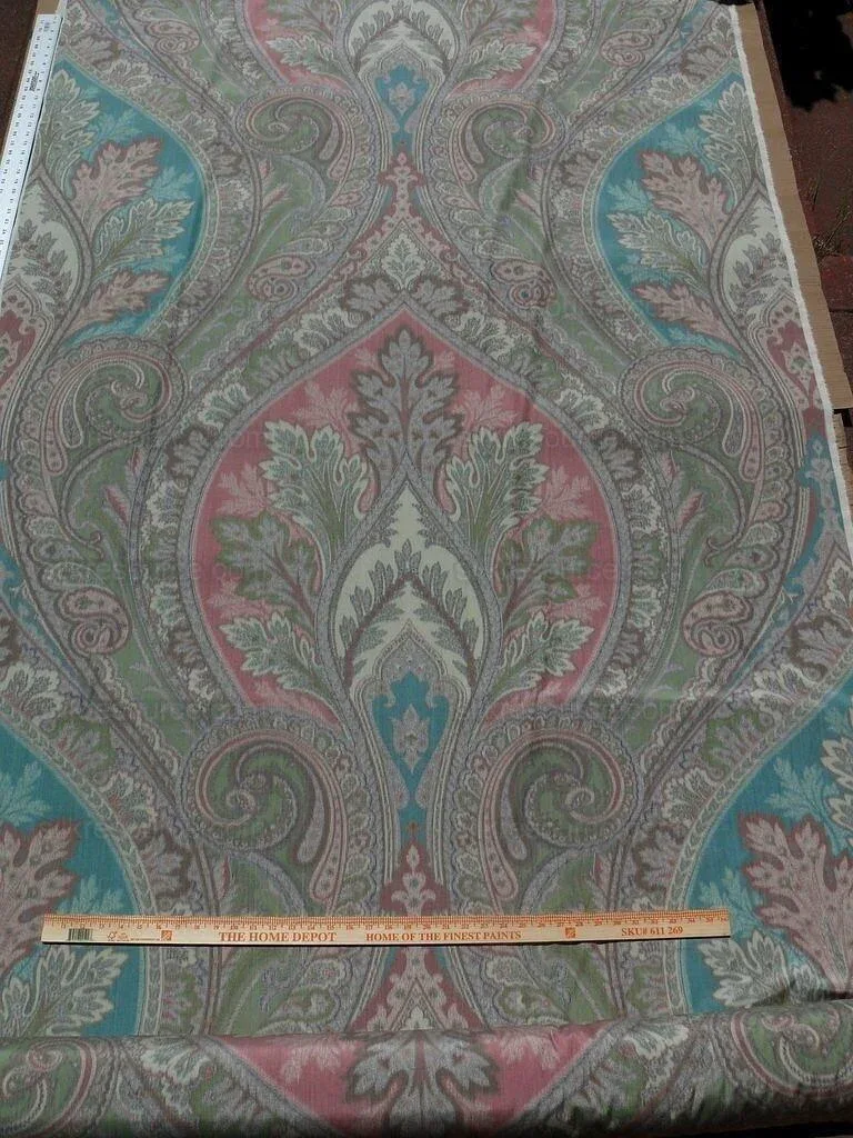 P1620298.jpg By Vertical Repeat 1.41yards Clarence House Warp Print Silk Teal Blue Green #1615b MSRP USD 677/yard