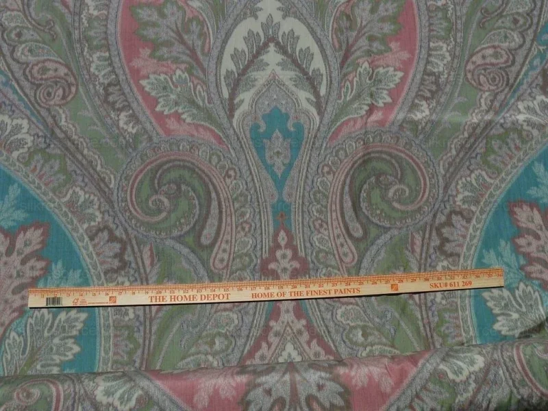 P1620299.jpg By Vertical Repeat 1.41yards Clarence House Warp Print Silk Teal Blue Green #1615b MSRP USD 677/yard