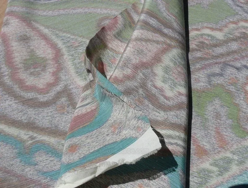 P1620302.jpg By Vertical Repeat 1.41yards Clarence House Warp Print Silk Teal Blue Green #1615b MSRP USD 677/yard