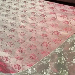 Bty Scalamandre Vanessa 100% Silk Lampas Petit Flower Red Green Historical MSRP USD 288/Y