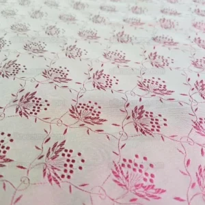 Bty Scalamandre Vanessa 100% Silk Lampas Petit Flower Red Green Historical MSRP USD 288/Y