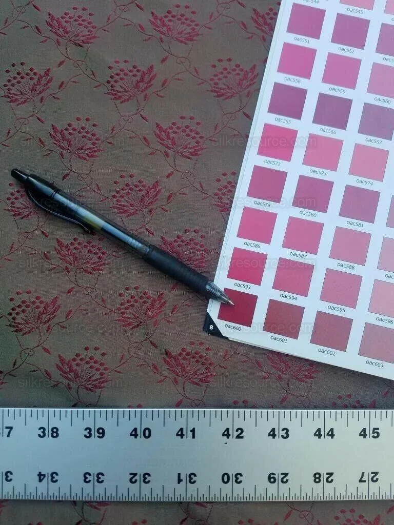 Bty Scalamandre Vanessa 100% Silk Lampas Petit Flower Red Green Historical MSRP USD 288/Y