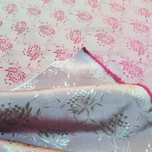 Bty Scalamandre Vanessa 100% Silk Lampas Petit Flower Red Green Historical MSRP USD 288/Y