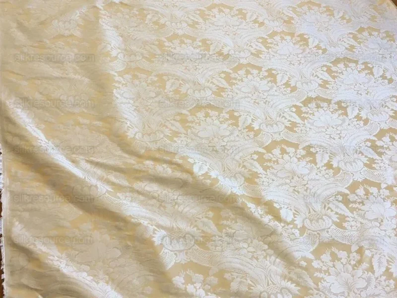 s-l1600RenaissanceCream5.jpg 100% Silk Damask Classic Renaissance Cream White High End