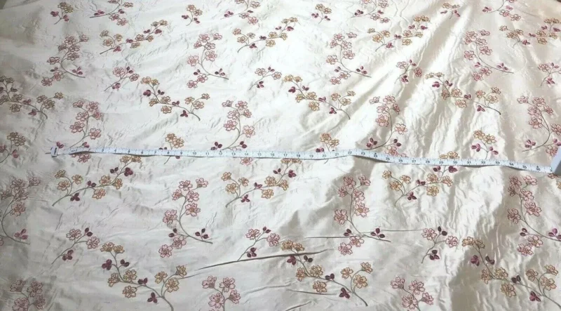 Harisha2.jpg Scalamandre Old World Weavers Harisha Pink Embroidery Cherry Blossom Red Pink on Cream