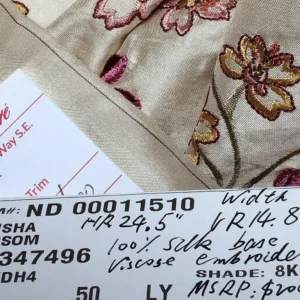 Harisha4.jpg Scalamandre Old World Weavers Harisha Pink Embroidery Cherry Blossom Red Pink on Cream