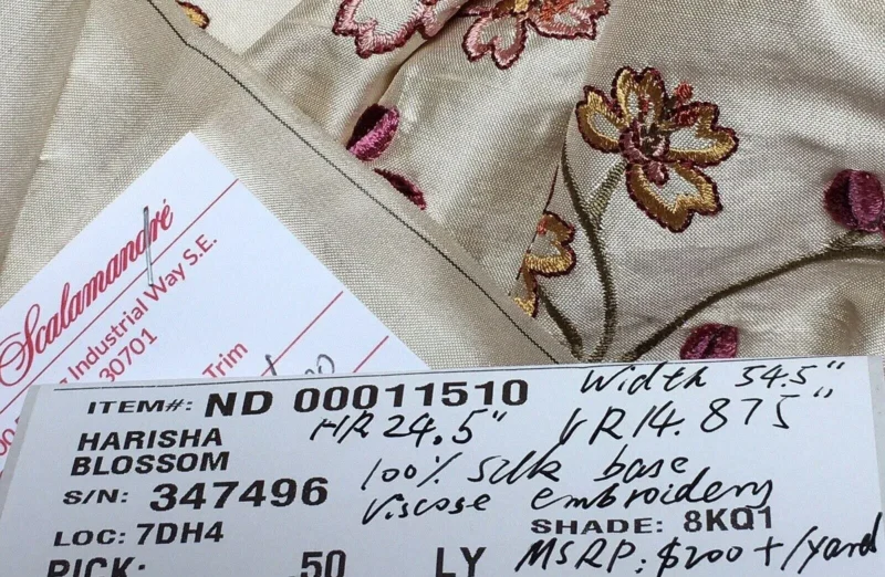 Harisha4.jpg Scalamandre Old World Weavers Harisha Pink Embroidery Cherry Blossom Red Pink on Cream