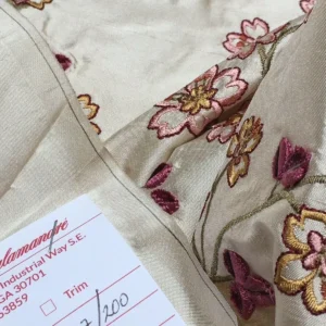 Harisha5.jpg Scalamandre Old World Weavers Harisha Pink Embroidery Cherry Blossom Red Pink on Cream