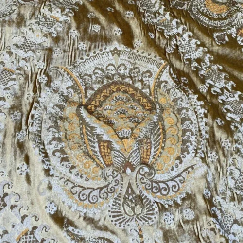 1.5Y Brunschwig & Fils Octavia Silk Velvet Print “Gold”Pale Char 1.5Y Brunschwig & Fils Octavia Silk Velvet Print “Gold”Pale Char