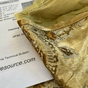 OCTAVIA-Gold-3.jpg 1.5y Brunschwig & Fils Octavia Silk Velvet Print “gold”pale Chartreuse Green