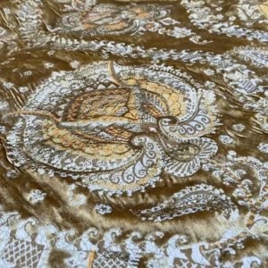 OCTAVIA-Gold-5.jpg 1.5y Brunschwig & Fils Octavia Silk Velvet Print “gold”pale Chartreuse Green