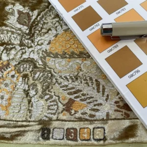 OCTAVIA-Gold-6.jpg 1.5y Brunschwig & Fils Octavia Silk Velvet Print “gold”pale Chartreuse Green
