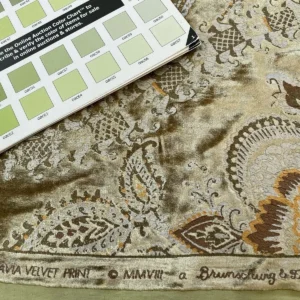 OCTAVIA-Gold-8.jpg 1.5y Brunschwig & Fils Octavia Silk Velvet Print “gold”pale Chartreuse Green
