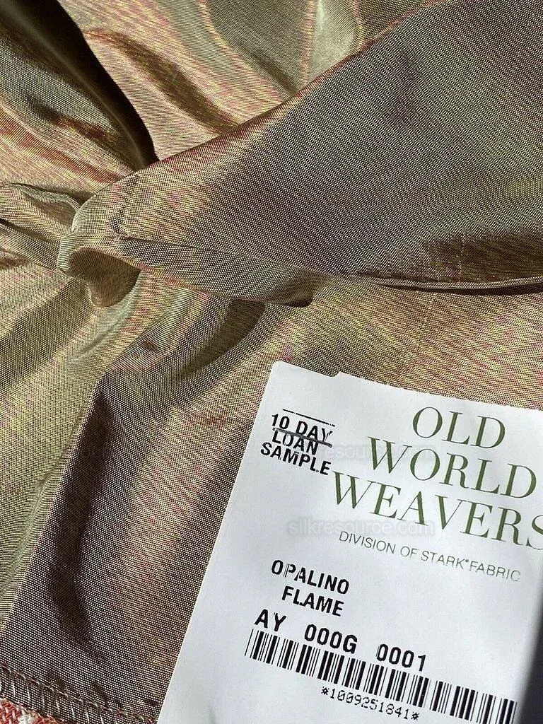 OpalinoFlame1.jpg By Yd Scalamandre Opalino Flame 100% Silk Red Green MSRP USD 212/yd