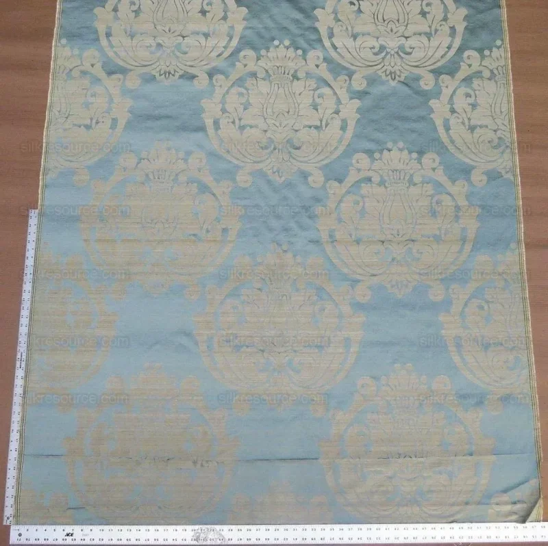 IMG_4208.jpg ***SOLD*** By Yd Lee Jofa Imperial Damask In Aqua Neo-classic Blue Gold MSRP USD 298/Y
