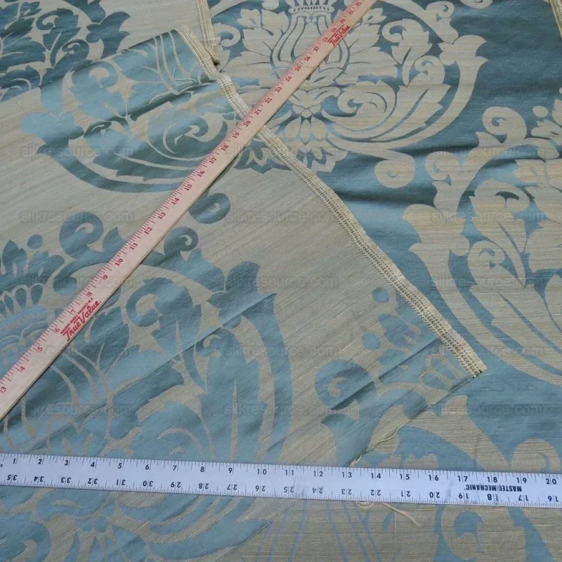 IMG_4214.jpg ***SOLD*** By Yd Lee Jofa Imperial Damask In Aqua Neo-classic Blue Gold MSRP USD 298/Y