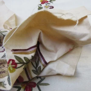 IMG_4406.jpg By Yd Lee Jofa Zoe Embroidery Stripe Currant Red Cream White Crewel Flower Cotton MSRP USD 236/y