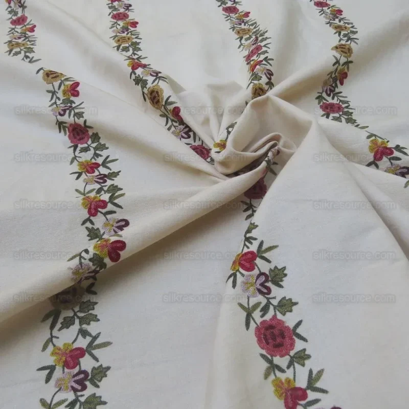 IMG_4408.jpg By Yd Lee Jofa Zoe Embroidery Stripe Currant Red Cream White Crewel Flower Cotton MSRP USD 236/y