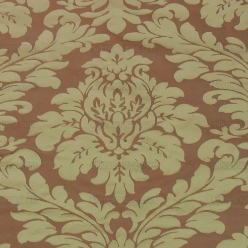 100% SILK SPICE MARKET ORANGE GOLD GRAND DAMASK #1630 100% SILK SPICE MARKET ORANGE GOLD GRAND DAMASK #1630