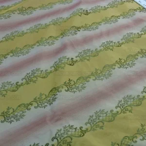 P1620719.jpg 0.8y Designer 100% Silk Lisere Stripe Pink Gold Muted Sage Green