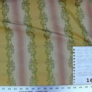 P1620721.jpg 0.8y Designer 100% Silk Lisere Stripe Pink Gold Muted Sage Green