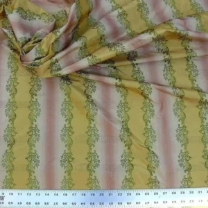 P1620722.jpg 0.8y Designer 100% Silk Lisere Stripe Pink Gold Muted Sage Green
