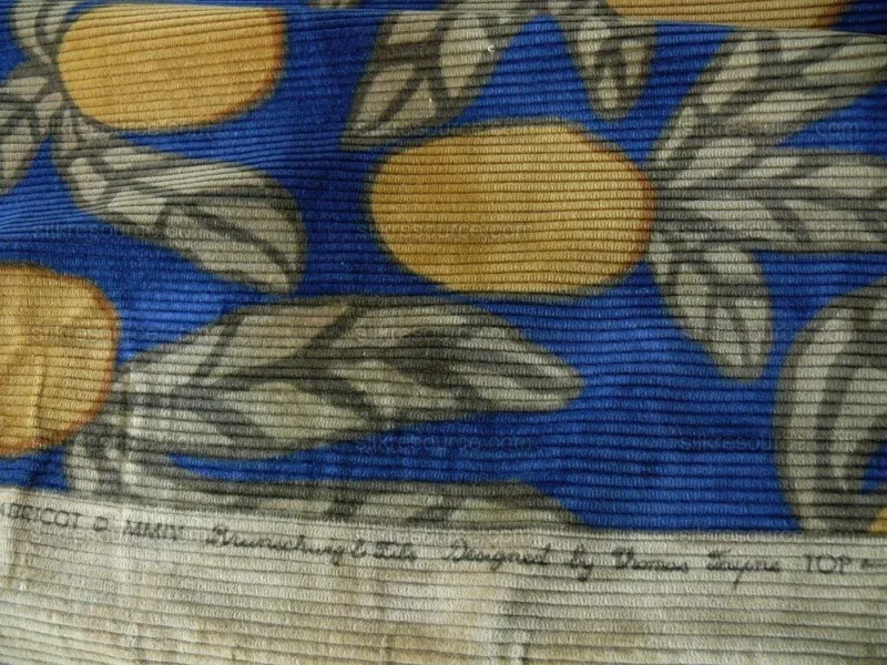 By Yard Brunschwig & Fils Tropical Apricot Print Velvet Corduroy 100% Cotton 1208 MSRP280/Y