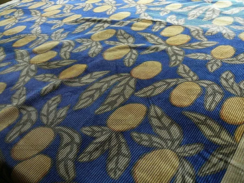 By Yard Brunschwig & Fils Tropical Apricot Print Velvet Corduroy 100% Cotton 1208 MSRP280/Y