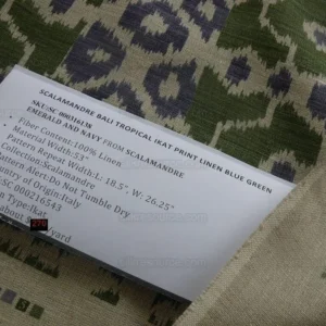 Scalamandre Tropical Ikat Bali Coffee And Celadon Blue Emerald Green MSRP USD270/y