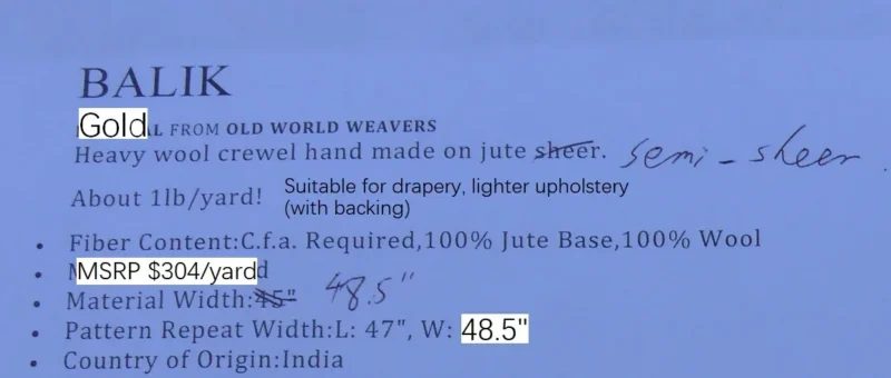 By Yd Old World Weavers Scalamandre Balik Gold Wool Crewel On Jute White on Golden Yellow Hand Made MSRP USD 304/Y