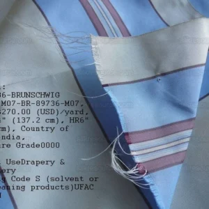 P1630119C.jpg By yard Brunschwig & Fils 100%silk Taffeta Stripe Sky Blue Pink Cream White MSRP USD 270/Y