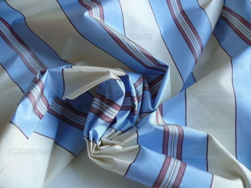 P1630120.jpg By yard Brunschwig & Fils 100%silk Taffeta Stripe Sky Blue Pink Cream White MSRP USD 270/Y