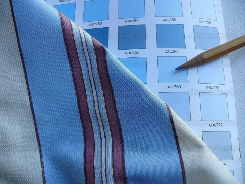 P1630121.jpg By yard Brunschwig & Fils 100%silk Taffeta Stripe Sky Blue Pink Cream White MSRP USD 270/Y