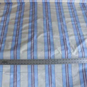 P1630124.jpg By yard Brunschwig & Fils 100%silk Taffeta Stripe Sky Blue Pink Cream White MSRP USD 270/Y
