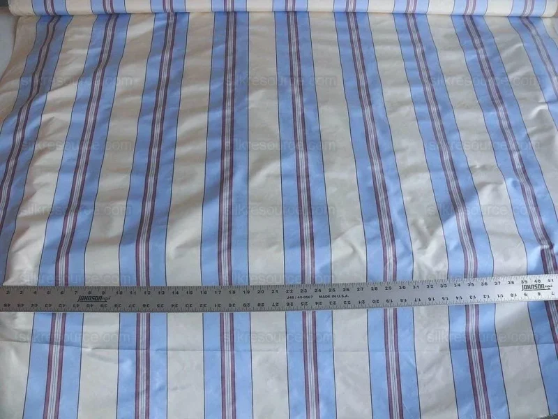 P1630124.jpg By yard Brunschwig & Fils 100%silk Taffeta Stripe Sky Blue Pink Cream White MSRP USD 270/Y