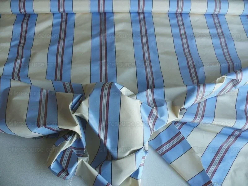 P1630125.jpg By yard Brunschwig & Fils 100%silk Taffeta Stripe Sky Blue Pink Cream White MSRP USD 270/Y