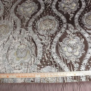 P1630176.jpg Brunschwig & Fils Octavia Silk Velvet Print Tiger's Eye Black Brown Gold MSRP USD 394/y