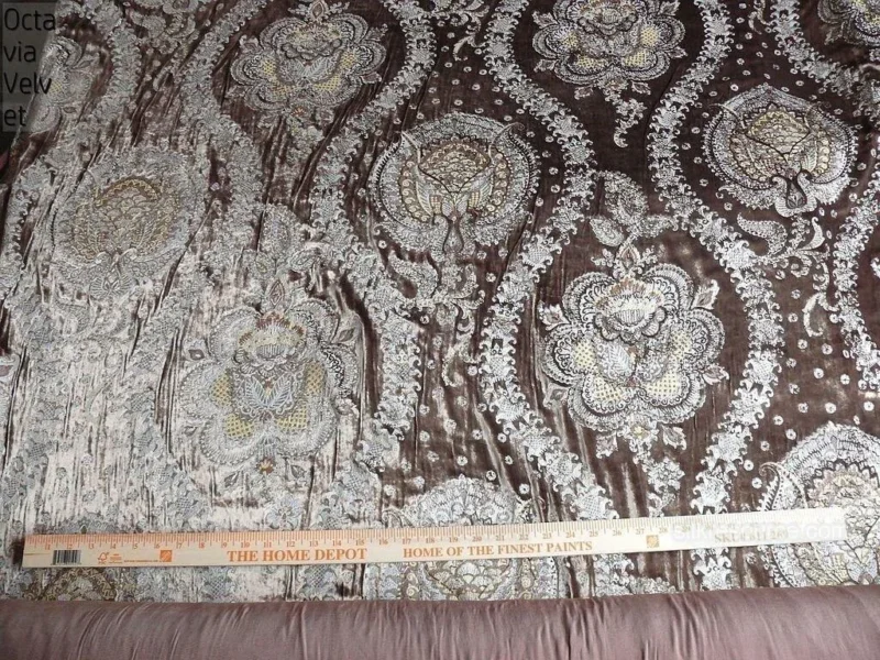 P1630176.jpg Brunschwig & Fils Octavia Silk Velvet Print Tiger's Eye Black Brown Gold MSRP USD 394/y