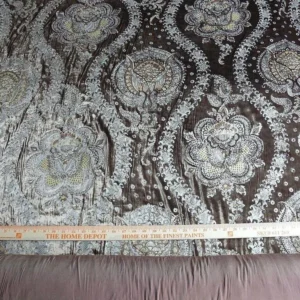 P1630179.jpg Brunschwig & Fils Octavia Silk Velvet Print Tiger's Eye Black Brown Gold MSRP USD 394/y