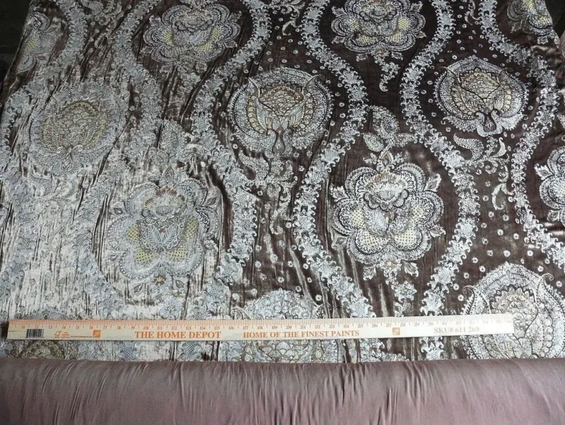 P1630179.jpg Brunschwig & Fils Octavia Silk Velvet Print Tiger's Eye Black Brown Gold MSRP USD 394/y