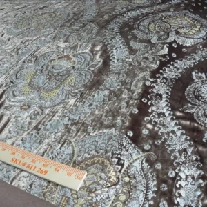 P1630181.jpg Brunschwig & Fils Octavia Silk Velvet Print Tiger's Eye Black Brown Gold MSRP USD 394/y