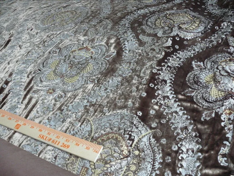 P1630181.jpg Brunschwig & Fils Octavia Silk Velvet Print Tiger's Eye Black Brown Gold MSRP USD 394/y