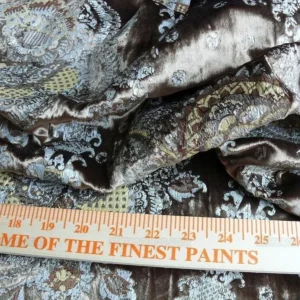 P1630183.jpg Brunschwig & Fils Octavia Silk Velvet Print Tiger's Eye Black Brown Gold MSRP USD 394/y