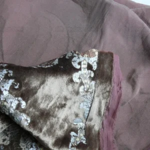 P1630184.jpg Brunschwig & Fils Octavia Silk Velvet Print Tiger's Eye Black Brown Gold MSRP USD 394/y