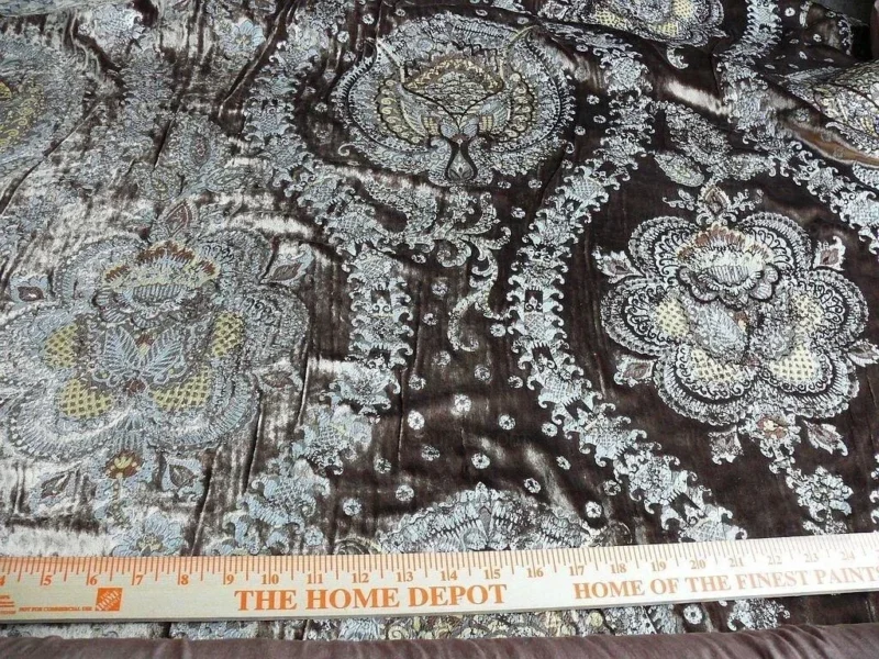 P1630186.jpg Brunschwig & Fils Octavia Silk Velvet Print Tiger's Eye Black Brown Gold MSRP USD 394/y